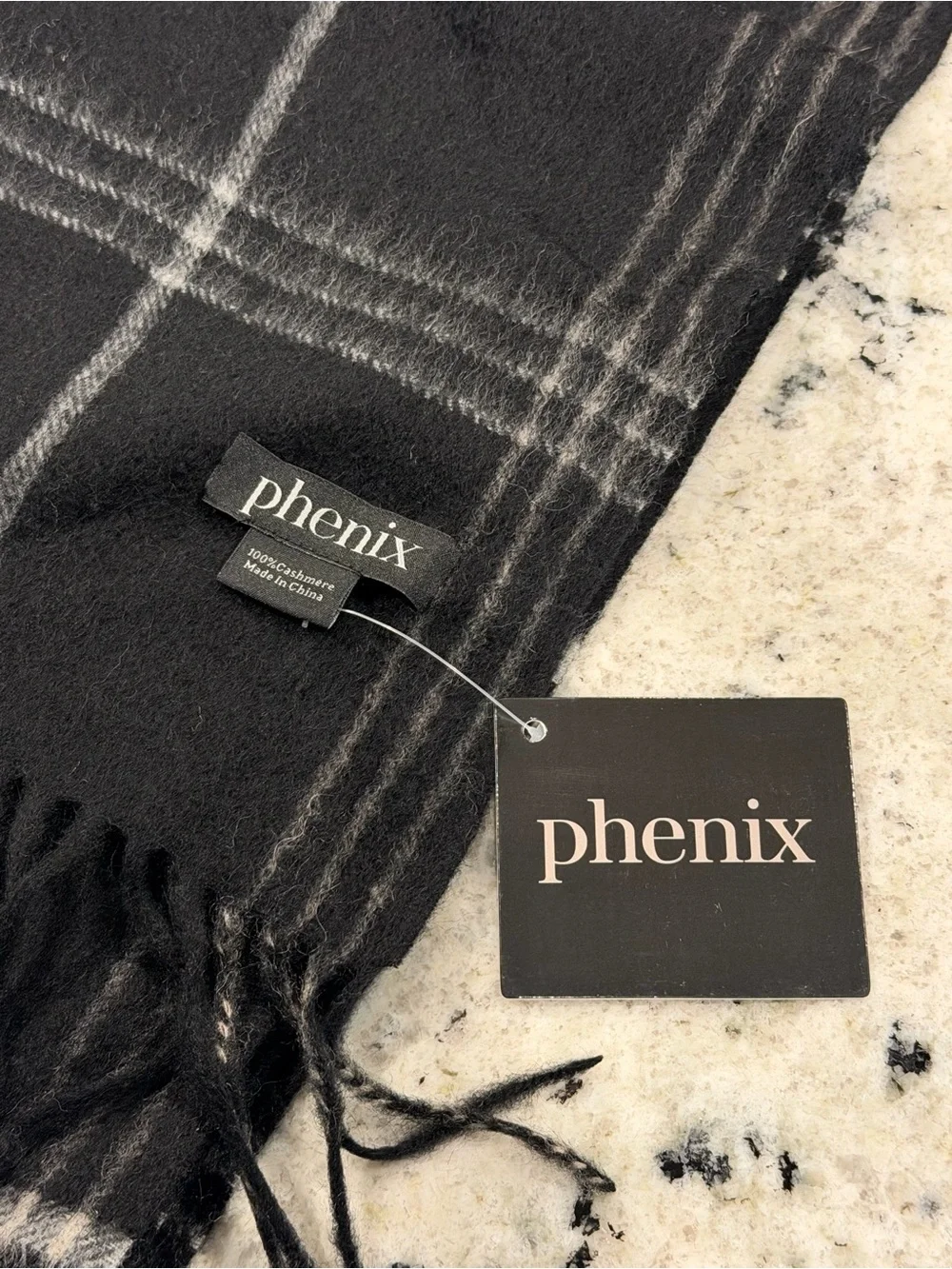 NWT . . .  Phenix Windowpane Cashmere Scarf  |  Black